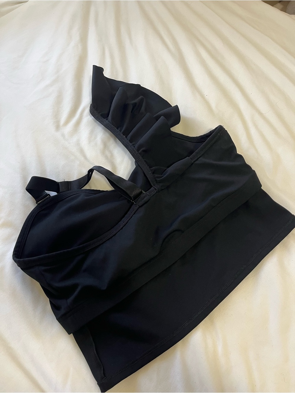 Fabletics Black Ruffle Bandeau Top - Picture 2 of 4